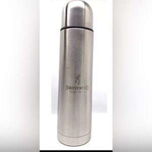 Used Browning Bullet Camping Hunting Thermos Stainless Insulated Silver 26oz